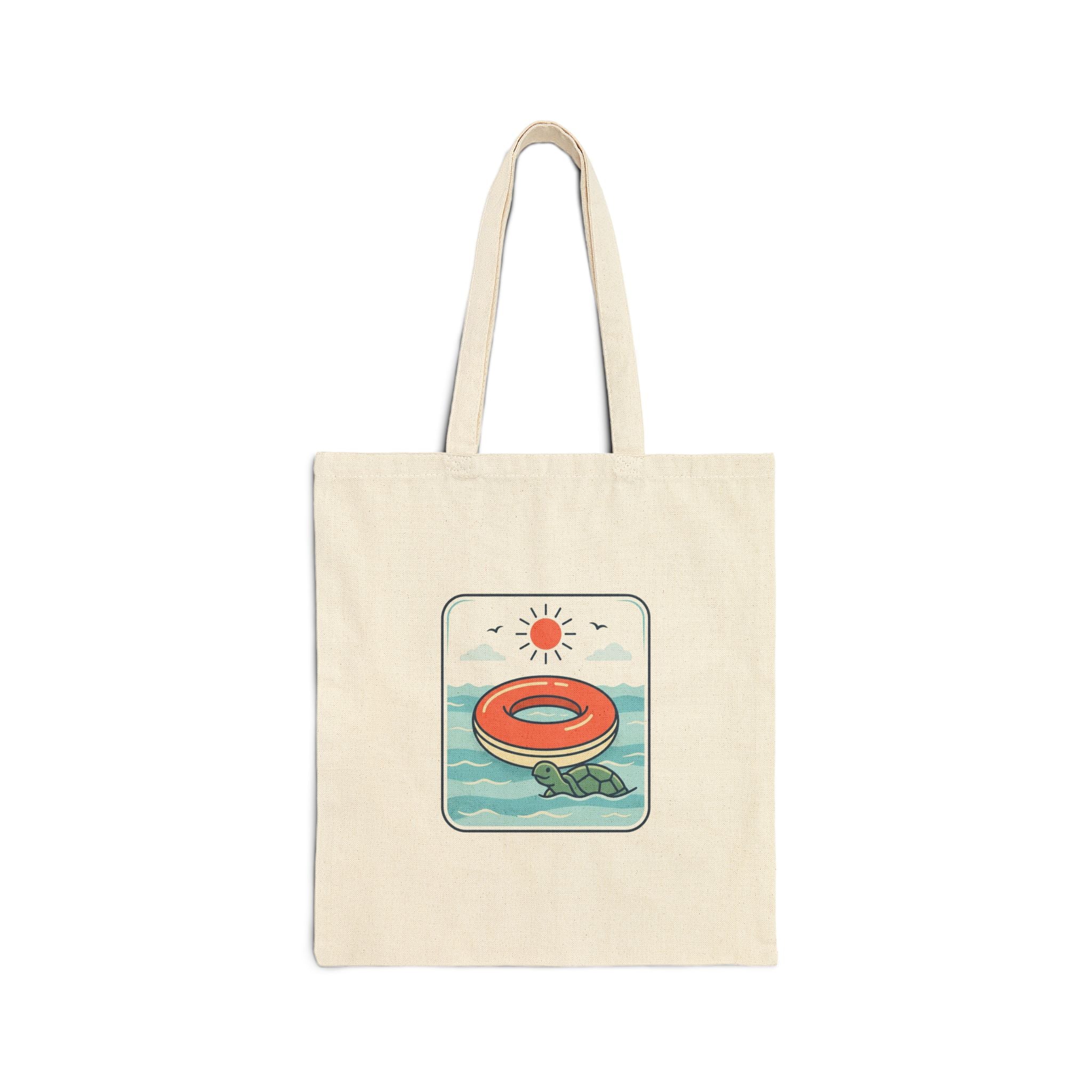 Sunny Retro Floatie Tote, summer aesthetic | coastal vibes, hand-drawn canvas tote