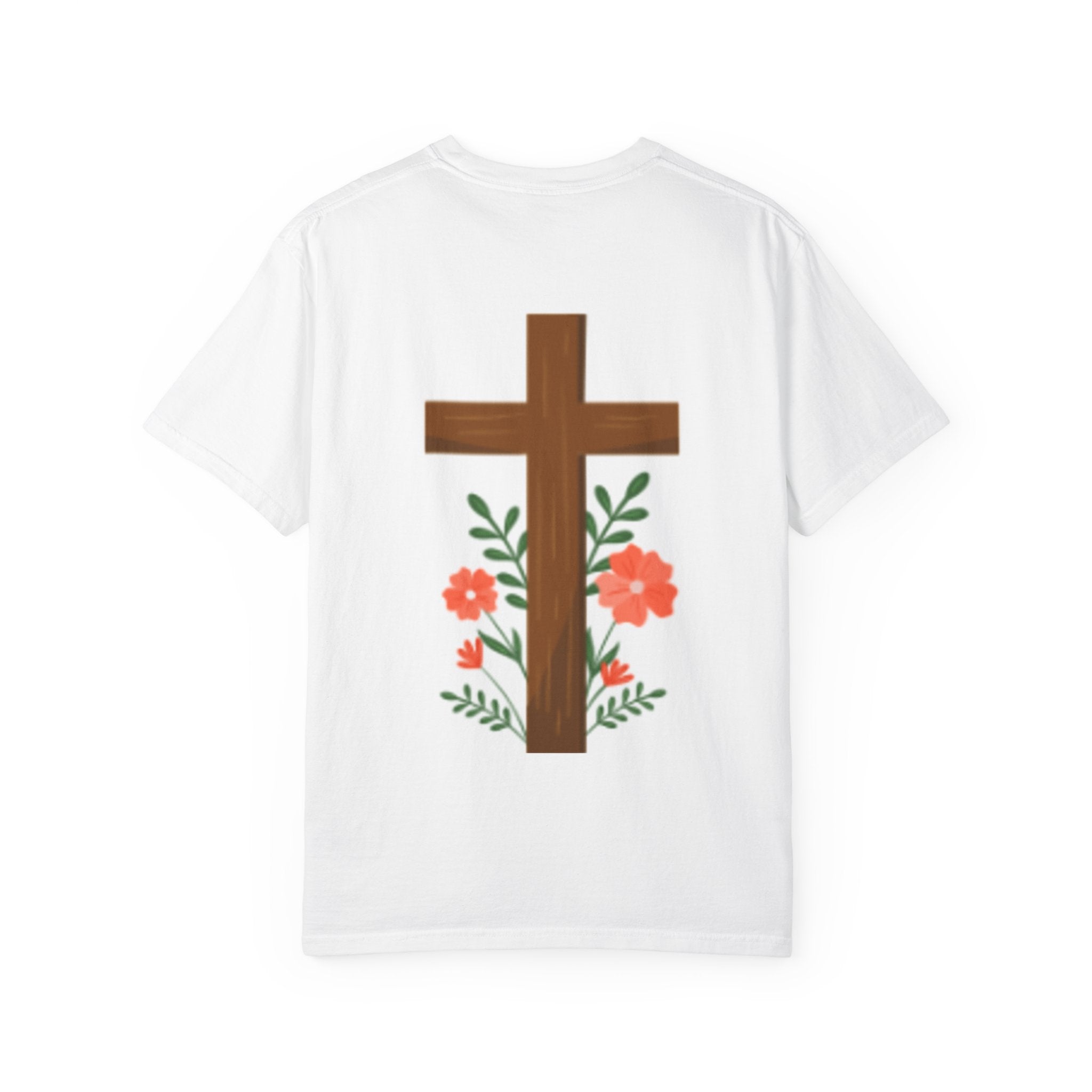 Christian Floral T-Shirt — "Jesus Loves You" with Cross & Flowers